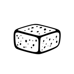 Poster - Silhouette pictogram of a simple, textured cube shape representing a block in minimalistic style