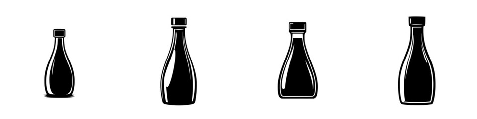 Poster - Silhouette pictograms of various bottle shapes showcasing different designs in a minimalist style