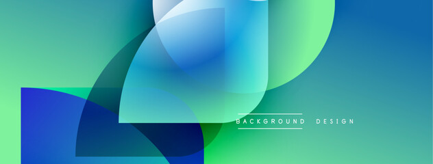 Aufkleber - Abstract gradients overlap, creating dynamic visual effect. Blue, green hues dominate composition. Modern design element.