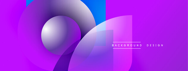 Aufkleber - Abstract vibrant design features overlapping circles, purple, blue gradients. Modern aesthetic suitable for banners, backgrounds.
