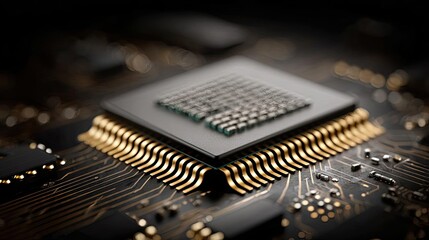 Aufkleber - Adaptive chip and programmable integration concept. Close-up view of a computer processor on a circuit board.