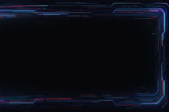 Futuristic interface displays abstract technology elements as a data stream on a dark background.