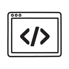 Fototapete - Minimalist Code Editor Browser Icon Featuring  Symbol for Modern Web Development and Tech Interfaces.