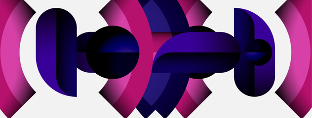 Aufkleber - Abstract design features layered purple shapes. Gradient colors create depth, resembling stylized dumbbells or connected forms. Minimalist aesthetic.