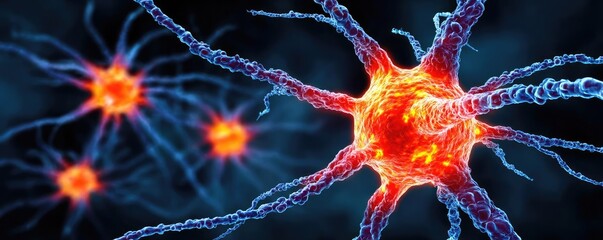 Poster - Neuro logic for adaptive neuron and biological concept. Illustration of vibrant neurons in a complex neural network.