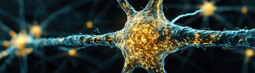 Aufkleber - Cortex processor supports neuron activation process concept. A detailed view of a neuron showcasing its intricate structure.