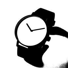 Poster - Silhouette pictogram of a wristwatch design showcasing minimalist style and clear time indication in monochrome color scheme