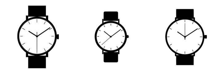 Poster - Silhouette pictogram set featuring various styles of wristwatches for design and illustration purposes