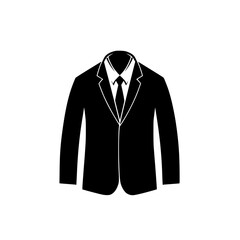Poster - Silhouette pictogram of a formal suit with shirt and tie displayed in a minimalist style for design purposes