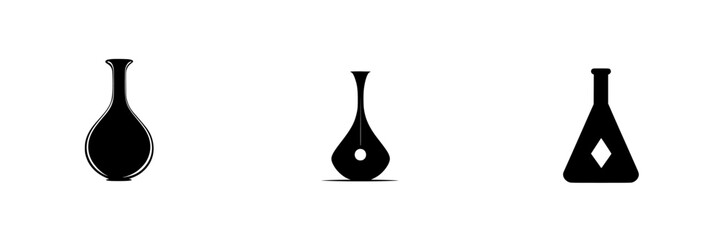 Poster - Silhouette pictograms of laboratory glassware including flasks and beakers in a clean, minimal design
