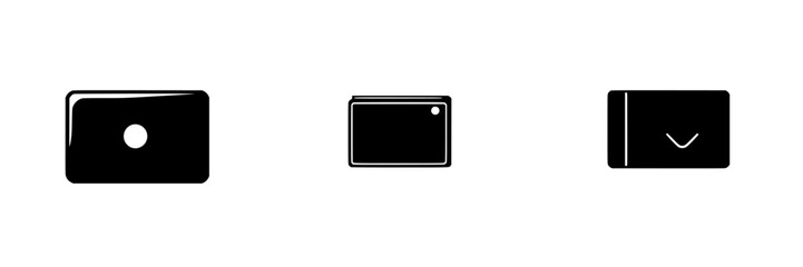 Poster - Various silhouettes of wallet designs displayed in a minimalistic vector style on a white background for modern graphic presentations