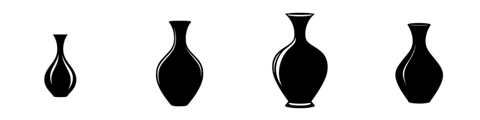 Poster - Silhouette pictogram set of artistic vase shapes ideal for design projects and visual communication