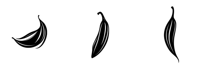 Poster - Silhouette pictogram collection featuring various leaf shapes against a plain background