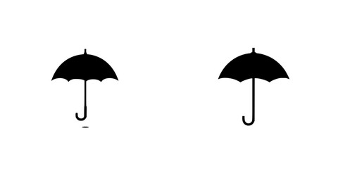 Poster - Collection of isolated vector icons depicting umbrella silhouettes in simple black design suitable for various graphic applications