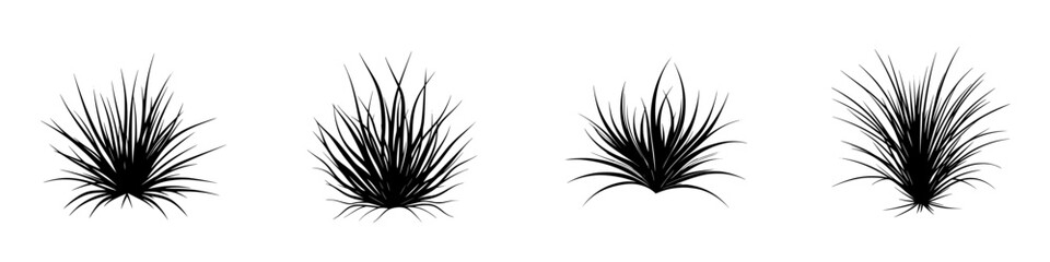 Poster - Silhouette pictogram of various plant shapes illustrating distinct textures and forms in a stylized vector design
