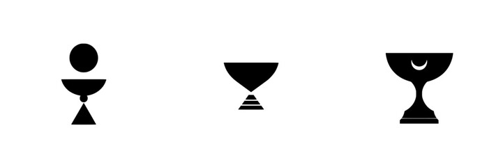 Poster - Set of three silhouette pictograms representing different types of chalices suitable for various occasions