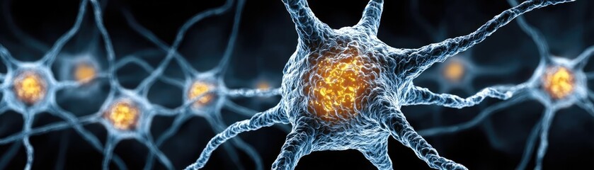 Poster - Neuro logic for adaptive neuron and biological concept. Detailed close-up of neurons showcasing intricate structures.
