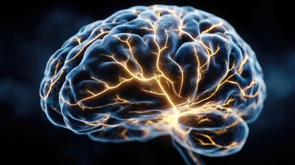 Aufkleber - Neuro logic for adaptive neuron and biological concept. A conceptual image of a glowing brain representing cognitive function.