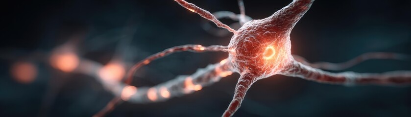 Aufkleber - Neuro logic for adaptive neuron and biological concept. Close-up of a neuron highlighting its intricate structure.