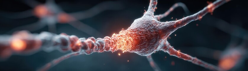 Poster - Neuro logic for adaptive neuron and biological concept. Detailed visualization of a neuron with synapses and connections.