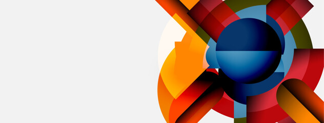 Poster - Abstract colorful design features circular shapes, overlapping segments. Modern graphic element with vibrant hues, clean aesthetic.