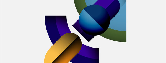 Aufkleber - Abstract shapes overlap, creating vibrant color blends. Smooth gradients suggest depth, form modern composition.