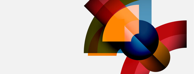 Aufkleber - Abstract colorful shapes overlap, creating dynamic composition. Bright hues contrast against white background. Modern design element.