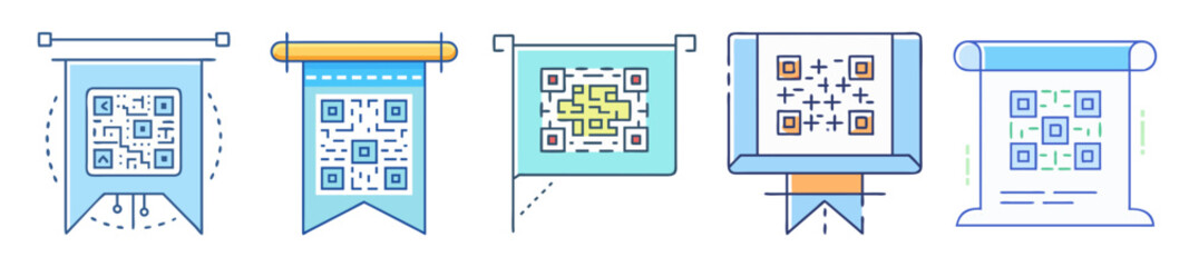 Poster - Collection of Stylish QR Code Banners and Scrolls for Modern Marketing