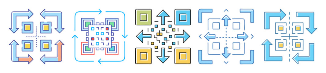 Poster - Abstract visual of process optimization and directional workflow efficiency illustration icons
