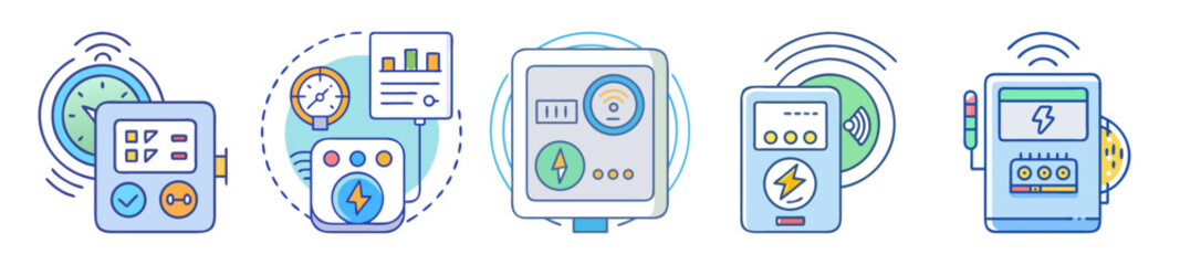 Poster - Set of Vector Icons Illustrating Smart Home Energy Management Devices and Appliances