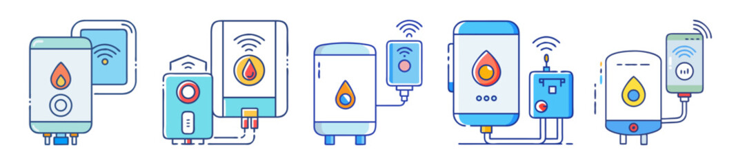 Poster - Collection of smart water heater system with wifi connectivity and control