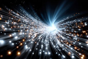 Fototapete - Colorful light streaks create an abstract representation of space and movement in dark surroundings