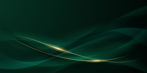 green abstract background design with elegant golden elements vector illustration