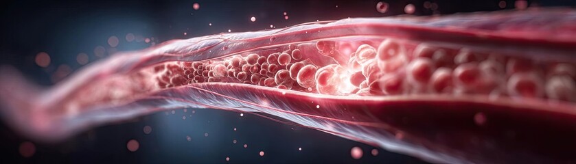 Aufkleber - Low sodium and inactive lifestyle in plaque buildup concept. Abstract representation of blood flow in a human vein.