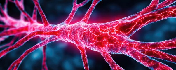 Aufkleber - Low sodium and inactive lifestyle in plaque buildup concept. Close-up view of a neuron with vibrant colors and details.
