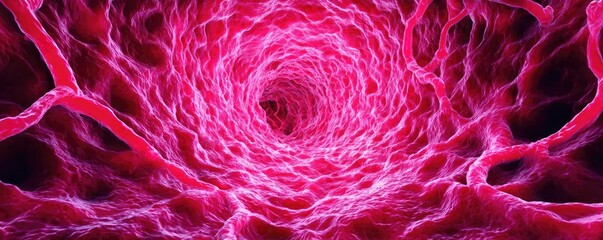 Aufkleber - Low sodium and inactive lifestyle in plaque buildup concept. A vibrant and detailed illustration of blood vessels in red tones.