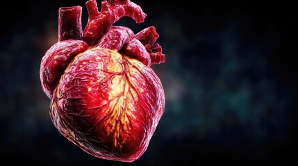 Aufkleber - Low sodium and inactive lifestyle in plaque buildup concept. Detailed anatomical illustration of a human heart in vibrant color.