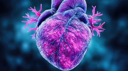 Aufkleber - Low sodium and inactive lifestyle in plaque buildup concept. Colorful digital illustration of a human heart anatomy close-up.