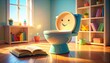 © nabila - Playful Toilet Character in Bright, Cheerful Bathroom Interior