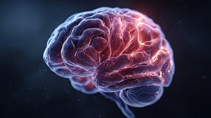 Poster - Brain reset concept. An abstract view of a brain showcasing neural connections.