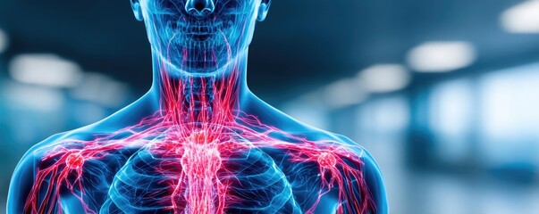 Poster - Neuromuscular disorder concept. Illustration of human anatomy showing circulatory system health.