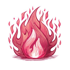 Poster - Stylized pink flames illustration on dark background depicting abstract fire shape with unique digital art style and glowing elements