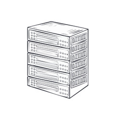 Poster - Illustrated Servers Stacked Data Storage Centers Network Technology Concept