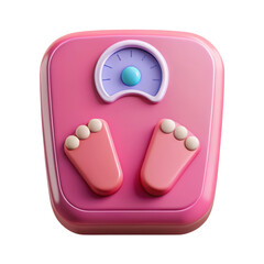 Poster - High quality 3d rendering icon of a pink scale with foot shaped pads land transportation isolated on white background