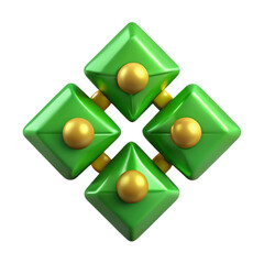 Aufkleber - Green rhombus arrangement with golden spheres high quality 3d rendering icon land transportation isolated on white background
