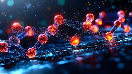 Glowing network rising over digital landscape