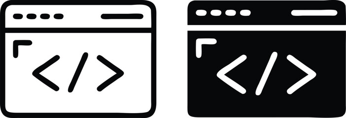 Poster - Coding Browser Icon – HTML Tag Symbol for Programming, Development, and Web Design