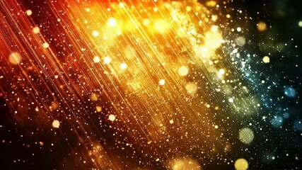 Wall Mural - Warm, glittering streaks and bokeh fade into blue