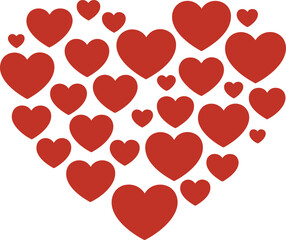 Poster - A Heartfelt Array A Collection of Crimson Hearts Arranged in a Heart Shape Against a Transparent Backdrop Symbolizing Affection and Warmth in Digital Design