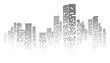 © Jodi - city pixelated vector illustration background black and white, silhouette pixel city